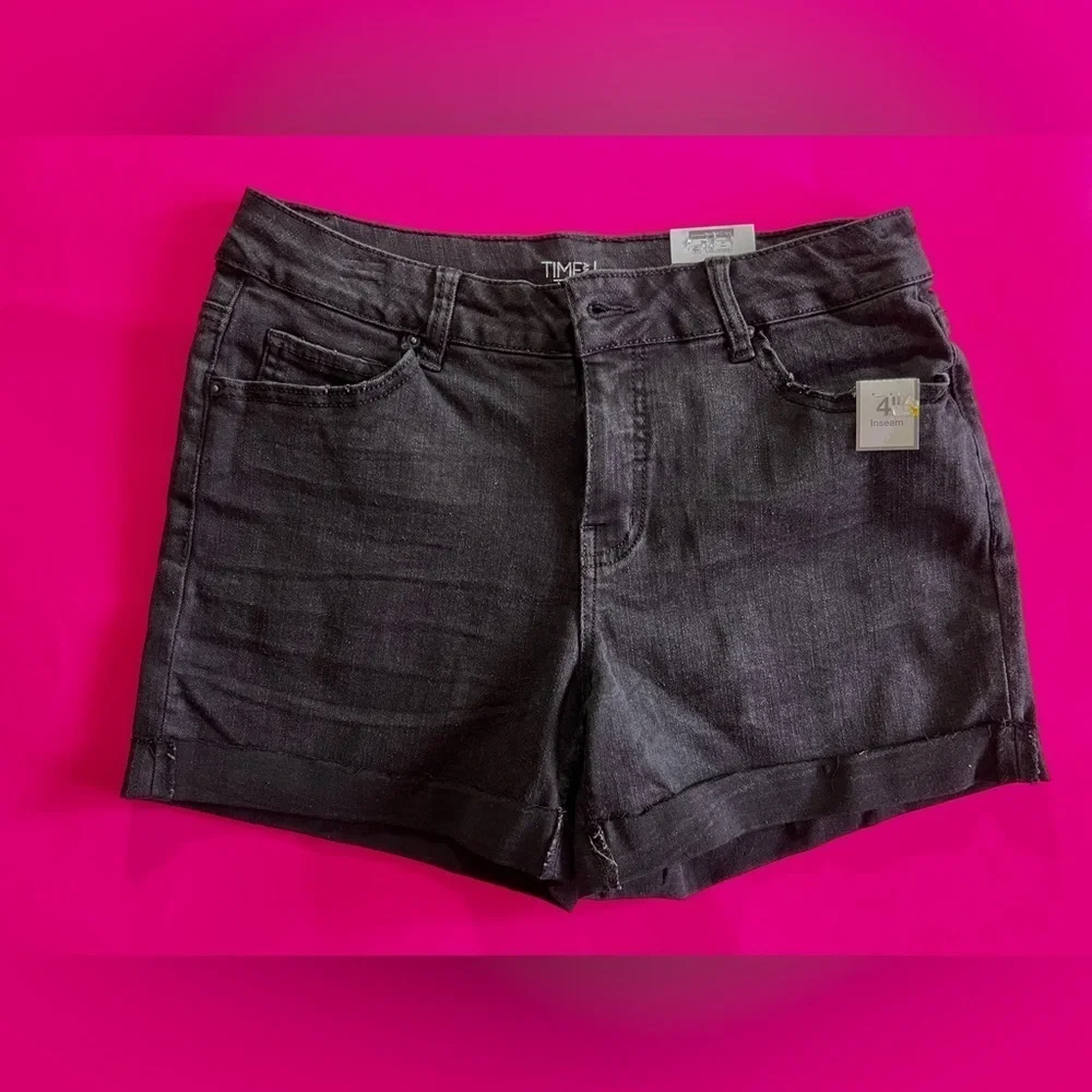 Time tru Core Short Relaxed Fit short black jeans size 8 Rayon Made in chine